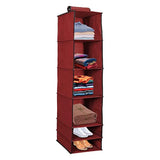 Organizer- 6 Shelves Foldable Hanging Wardrobe Organizers, maroon Quirky Home Essentials