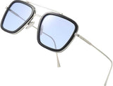 Unisex Blue Silver Retro Square Sunglass Accessories